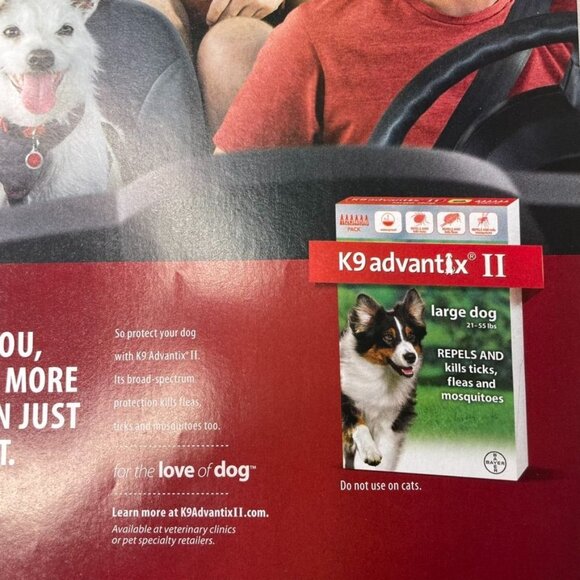 2015 Advantix II Dog Flea Tick Treatment Ad Print Full Page Men u Car White Dog - Picture 3 of 6